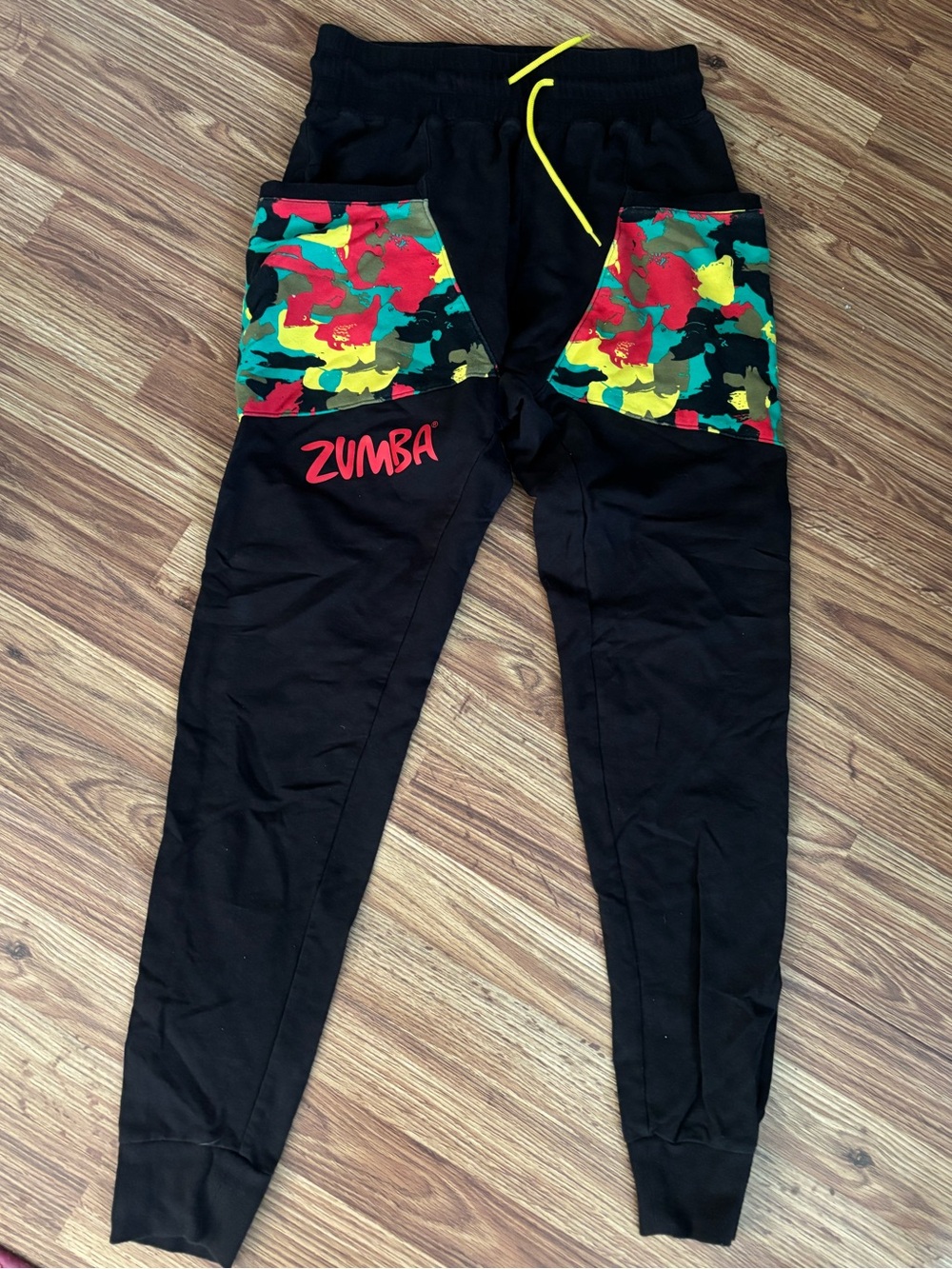 Zumba Black Joggers with Colorful Camo Pockets